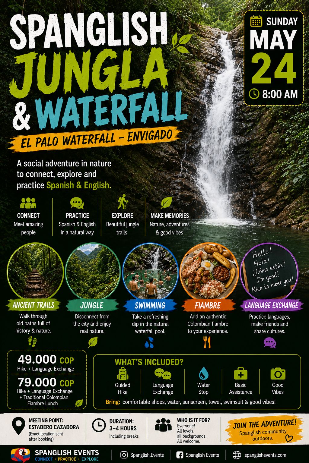 Spanglish Jungla y Waterfall flyer